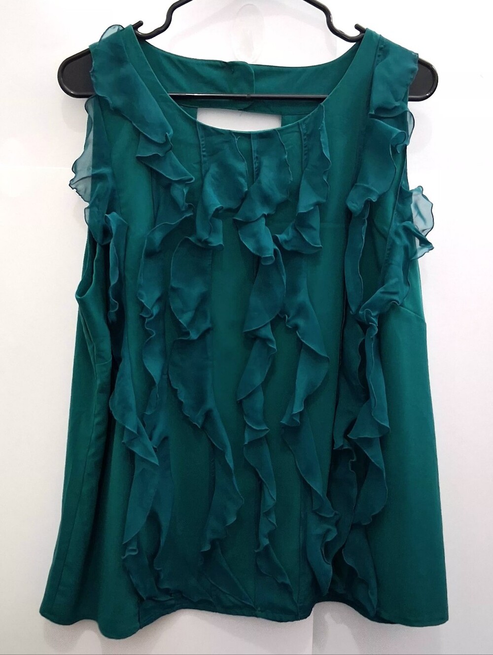 CATO Teal Ruffle Front Sleeveless Tee Top Size 18/20W Fit XL